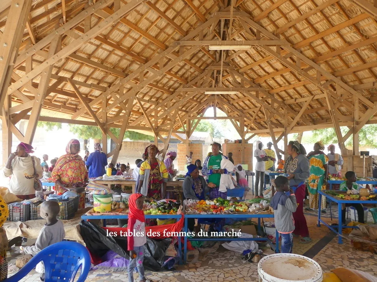 Les tables des femmes du marché, sous la halle